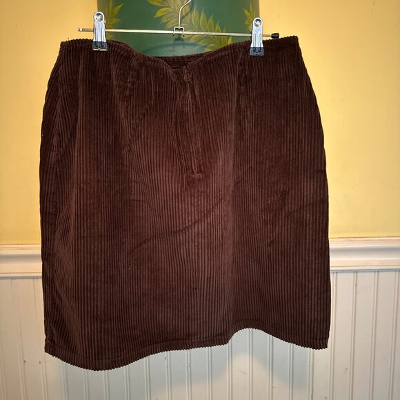 Vintage Carolina Colours Brown Corduroy Skirt Sz 12 Mid-Length - Picture 2 of 6